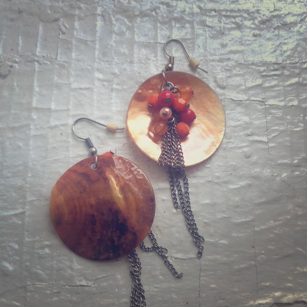 Orange 🐚 shell earrings